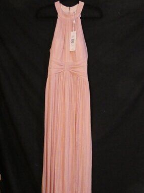 NWT EVER PRETTY Blush Pink Halter Neck Pleated Maxi Dress - Size 8